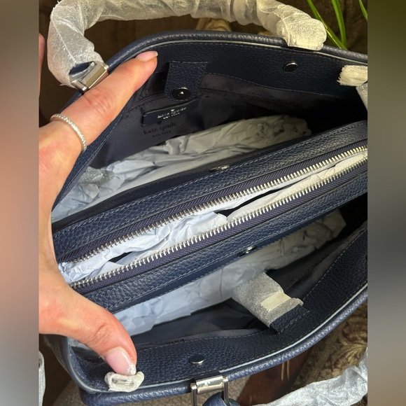 Authentic KATE SPADE floral Thick Canvas/pebbled leather 3 compart. Satch/crosby - Picture 11 of 16